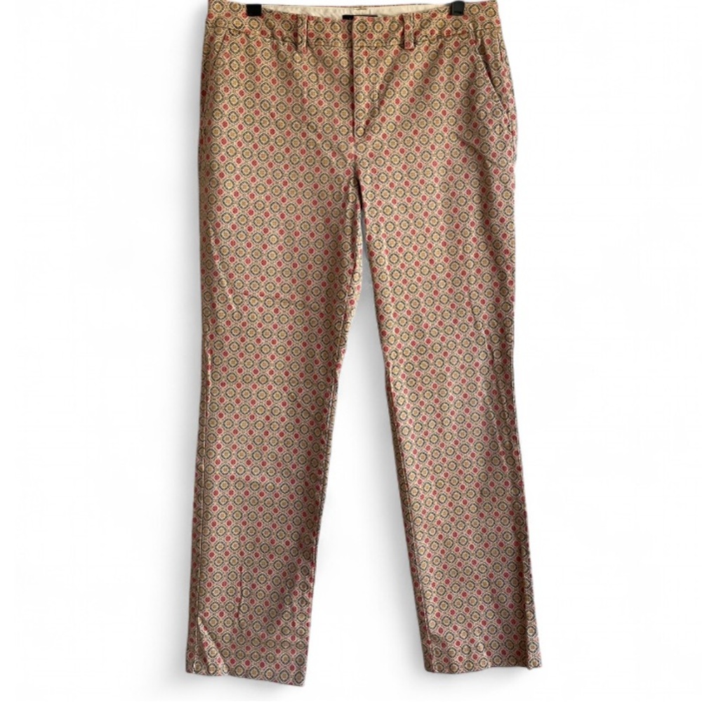 Lands' End Women's Tan Geometric Print Cotton Pants Size 8
